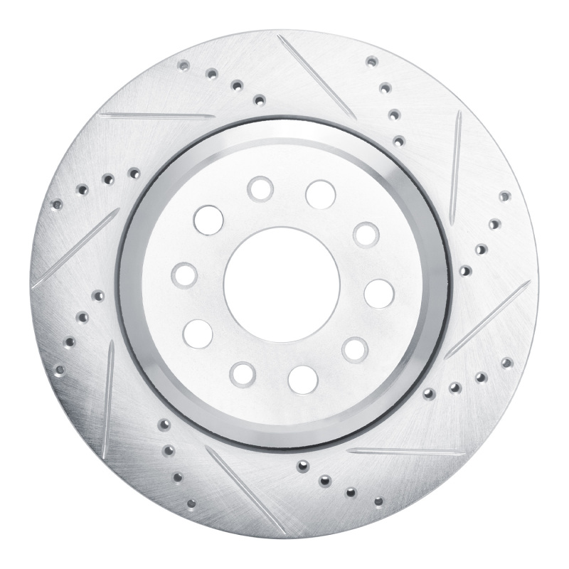 Maserati Ghibli Brake Rotor (1) - Rear Right - R1 Concepts - Drilled & Slotted - Silver - `14-`16